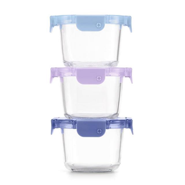 Ello Color Lock 2 Cup 6PC, 3 Pack Glass Meal Prep Sets Leak-Proof Glass Food Storage Containers with Airtight BPA-Free Plastic Lids, Dishwasher, Microwave, and Freezer Safe, Purple Rain
