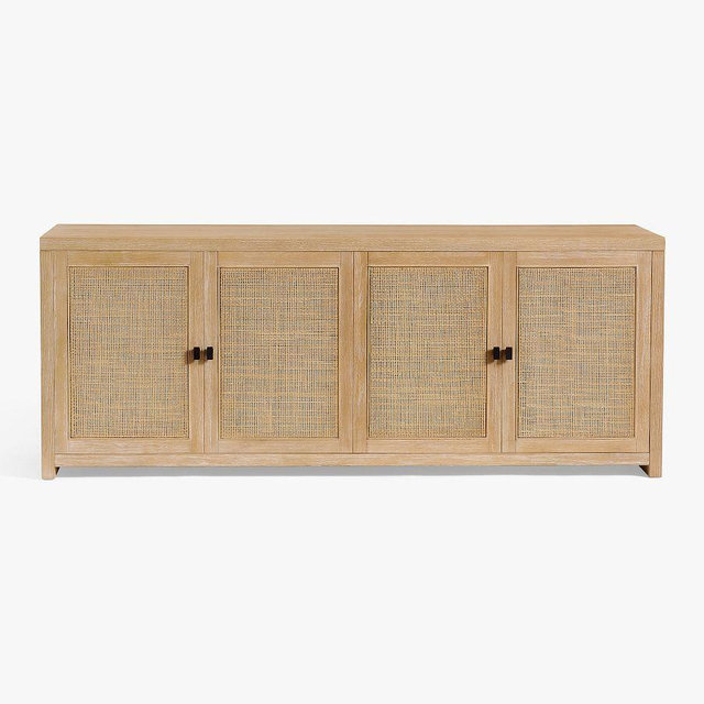 Modern Farmhouse Cane Media Console, Fog, 72"