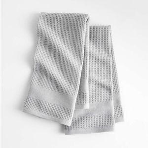 Waffle Terry Harbor Grey Organic Cotton Kitchen Dish Towels, Set of 2 + Reviews | Crate & Barrel