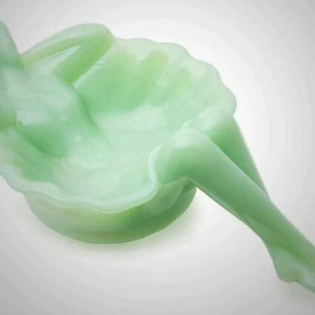 Ballerina Mint/Soap Dish - Art Deco - Original Westmoreland Glass Mould - American Made - Mosser Glass USA (Jade)