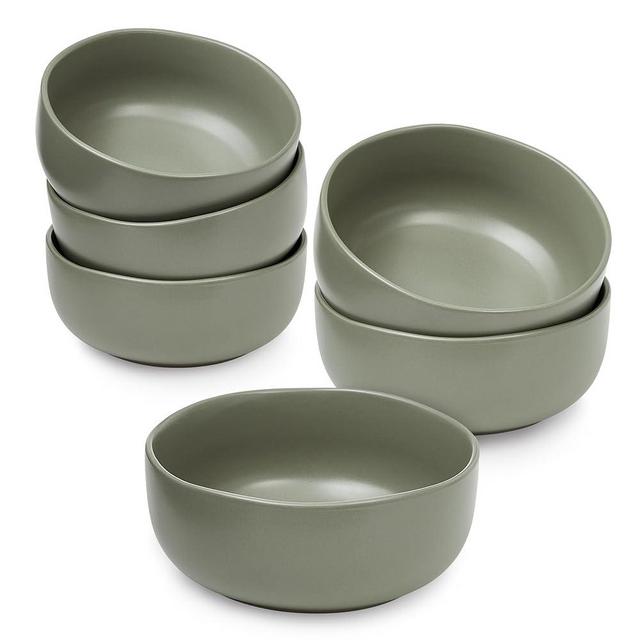 Sheffield Home Large Stoneware Cereal Bowls - Set of 6, 28oz Capacity - Dishwasher & Microwave Safe - Stylish & Functional for Everyday Use – Sage