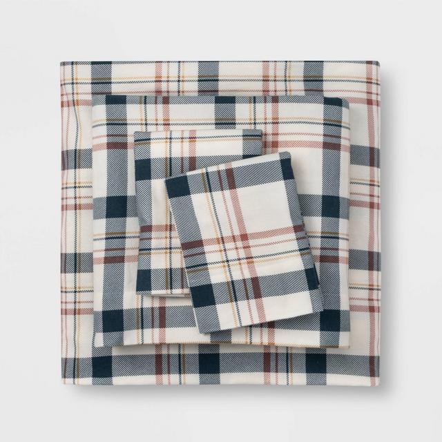Queen Printed Pattern Fall Flannel Sheet Set Cool Plaid - Threshold™