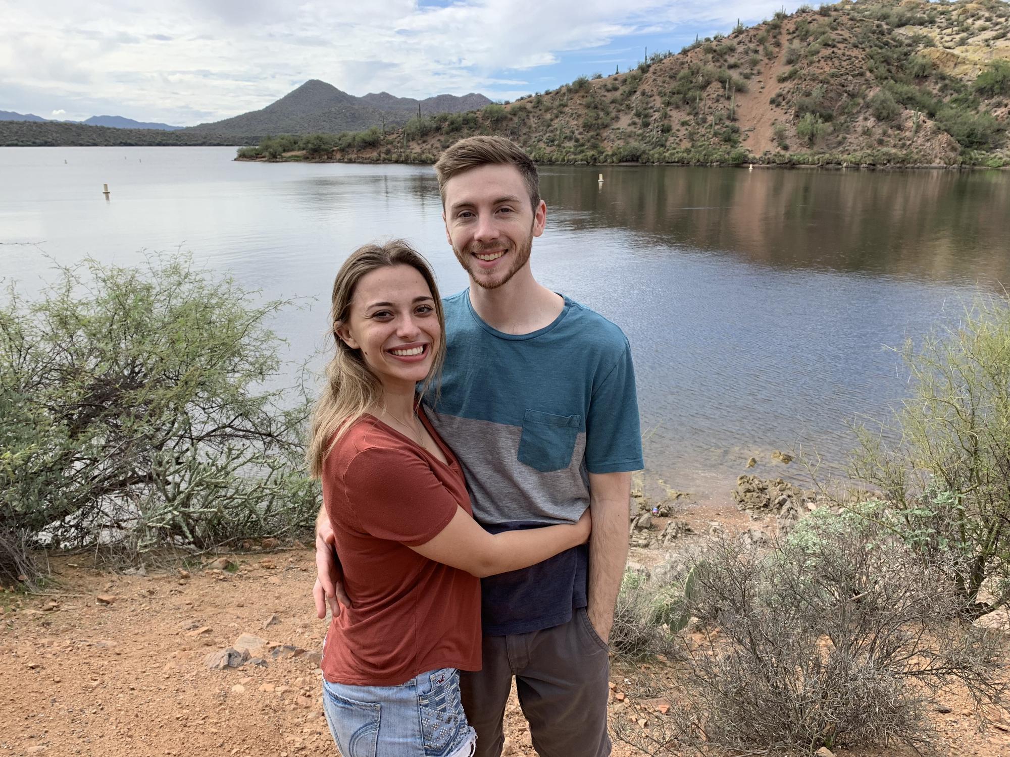 A trip down to the lake we took, his mom had taken this photo after I met his parents