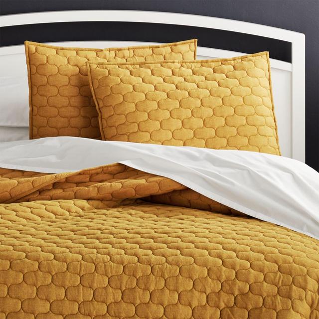 Fontaine Mustard Yellow Cotton Quilt King