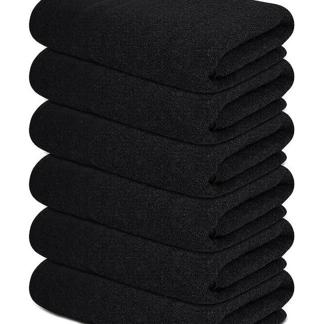 Pristine Linen Bath Towels Black 6 Pack 24 x 48 Bath Towels, 100% Cotton Towels for Bathroom, Pool Towels, Large Quick Drying Hotel Towels, Gym Towels, Towels for Spa, Ideal for Every Day use