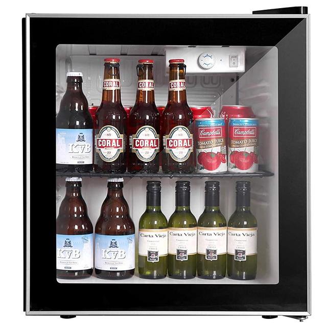COOLLIFE Beverage Refrigerator Cooler - 60 Can Mini Fridge with Reversible Glass Door for Beer Soda or Wine - 1.6cu.ft. Small Drink Center Dispenser Perfect for Office/Man Cave/Basements/Home Bar