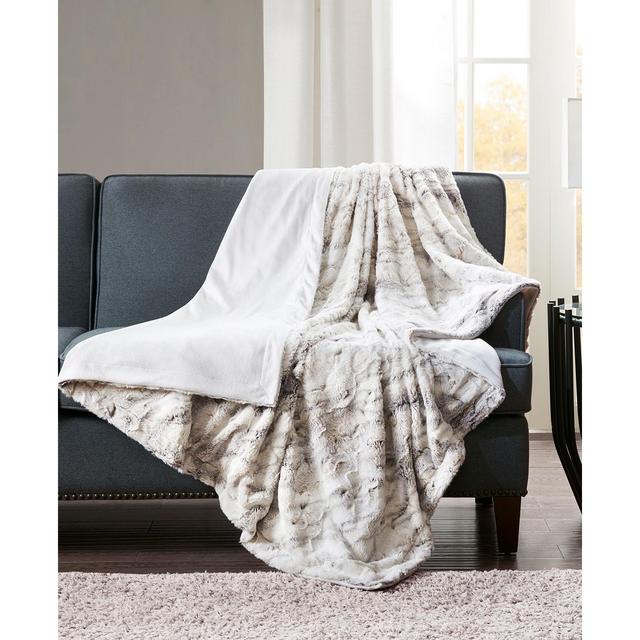 Madison Park Sachi Oversized 60" x 70" Printed Faux-Fur Throw