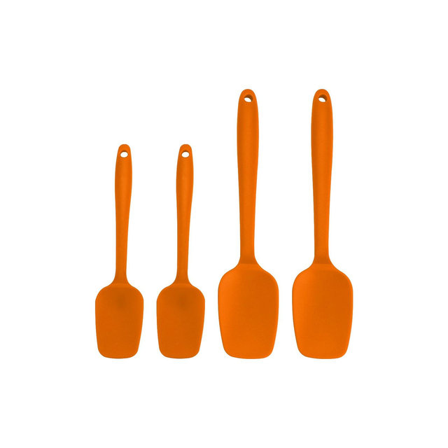 Unique Bargains Heat Resistant Non-scratch Non Sticky Rubber Spatula 10.8" x 2.4" 4 Pcs Orange