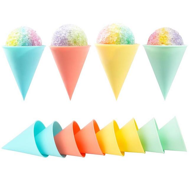 8-Pack Reusable Plastic Snow Cone Cups - Compatible with Nostalgia & Cuisinart Snow Cone Machine, Shaved Ice Cups for Syrup, 4oz