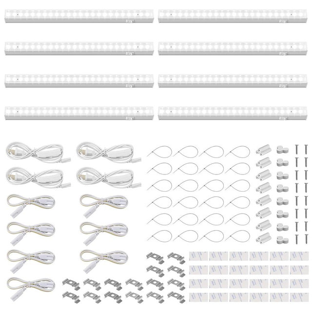 Barrina Grow Lights for Indoor Plants, 1ft Plant Lights for Indoor Growing, 5000K White Full Spectrum Grow Light, Individual Switch, T5 Grow Light Strip, Plug and Play, 8-Pack