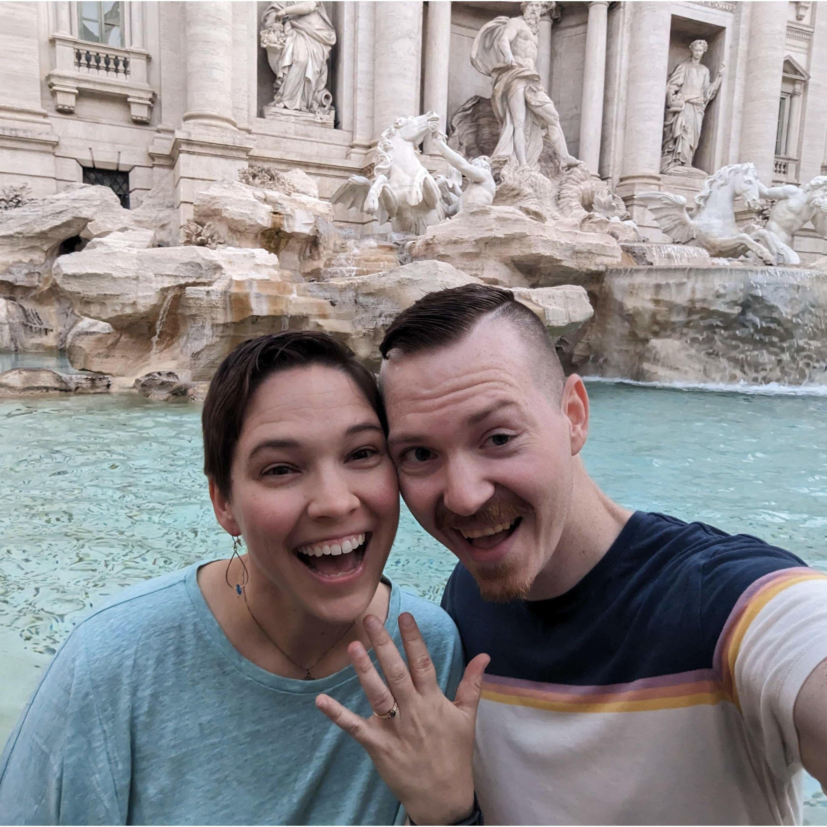 Proposal in front of the Trevi Fountain!
