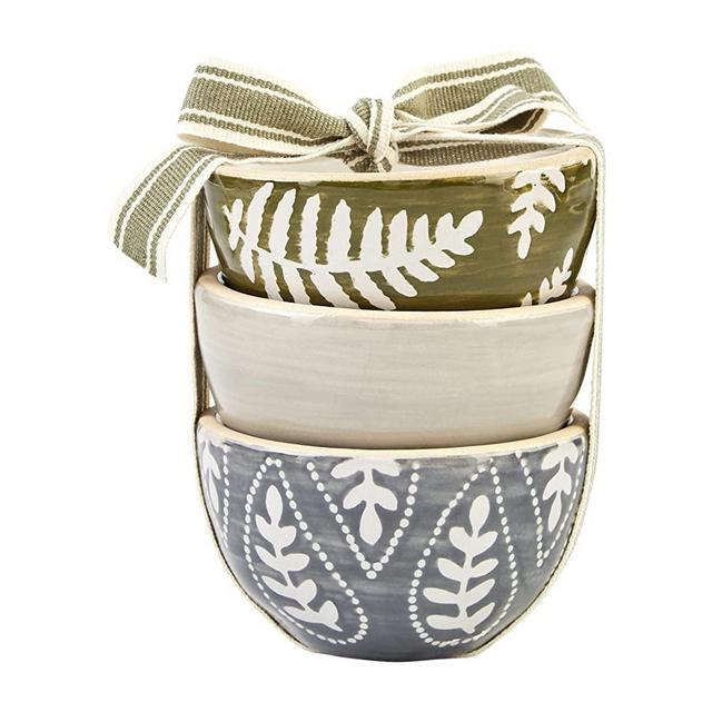 Mud Pie, Fern & Dot, Painted Leaf Dip Cup Set, 2" x 3" dia