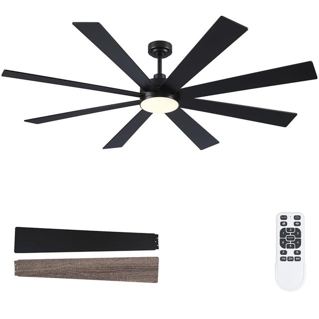 Farmhouse Rustic Ceiling Fans with Lights and Remote, Bedroom Living Room Kitchen Fans Ceiling with Light Chandier (Black, 72 inch)