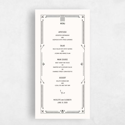 Black Wedding Menu - Augusta