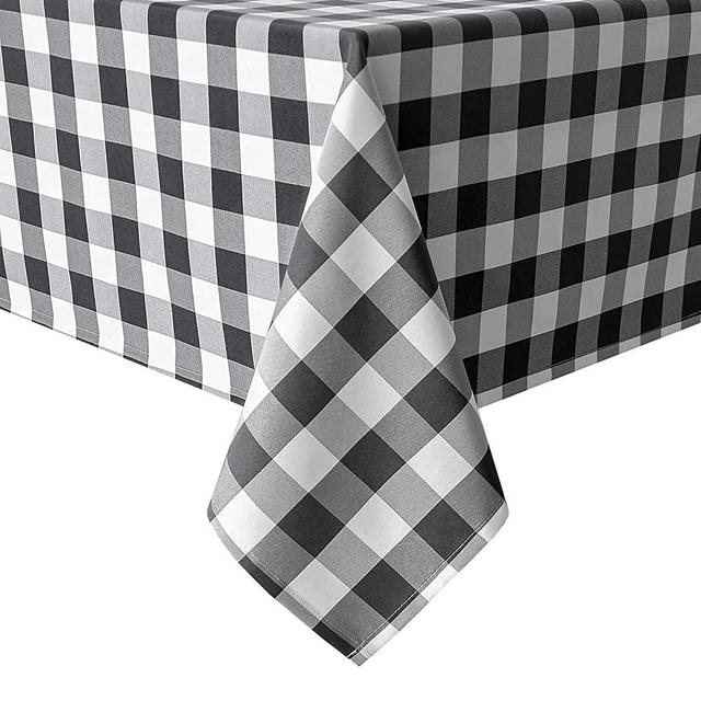 Hiasan Checkered Rectangle Tablecloth - Stain Resistant, Waterproof and Wrinkle Resistant Washable Table Cloth for Dining Room, 54 x 108 Inch, Black and White Gingham Pattern