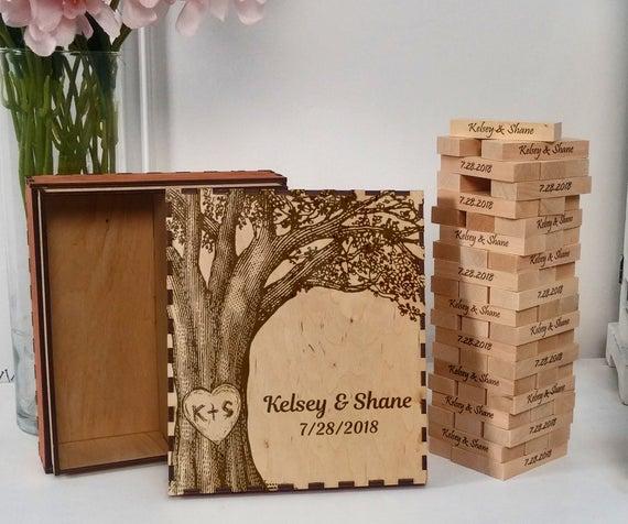 Wedding Guest Book Alternative gift Personalized Wedding Jengo  tower game Wedding guest book Personalized gift Jeng Wedding gift Janga