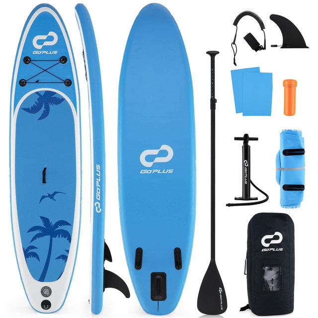 Costway Small Inflatable SUP Board, Portable Paddle Board with 5D rings Stand Up Paddle Board for Youth & Adult Blue