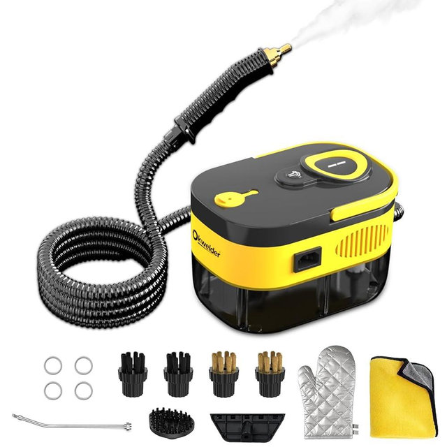 Steam Cleaner with 6 Adjustable Settings, 1500W Portable Handheld Cleaner with 15-Second Fast Preheating, Suitable for Kitchen, Bathroom, and Home Cleaning, and Includes 15 Cleaning Accessories