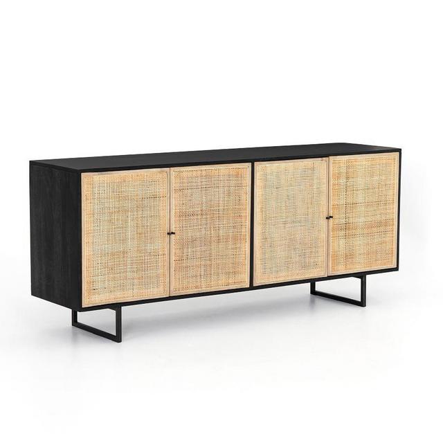 Dolores 72" Cane Buffet Console Table, Black