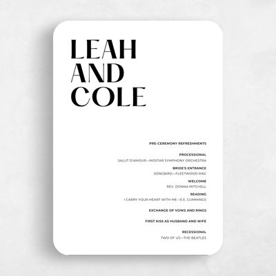 White Rounded Wedding Program - Brevard