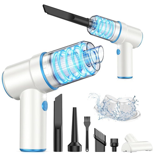 KMM Handheld Car Vacuum Cleaner, 9000PA Vacuum Cleaner & Air Duster, 120W High Power Vacuum Portable Cordless, Hand Held Vacuum Rechargeable with Multi-Nozzles & LED Light for Home, Car, Office