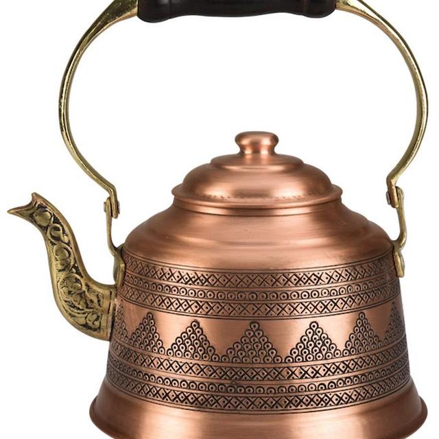 DEMMEX 2017 Heavy Gauge 1mm Thick Hammered Copper Tea Pot Kettle Stovetop Teapot (Engraved Copper)