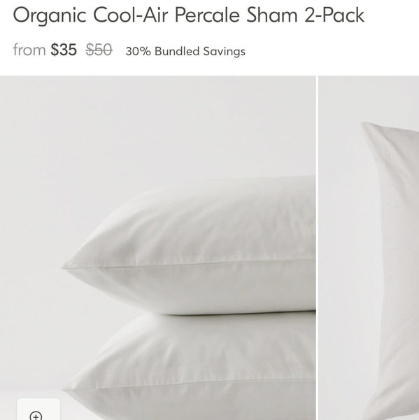 PACT Home White Organic Cool-Air Percale Sham 2-Pack ST