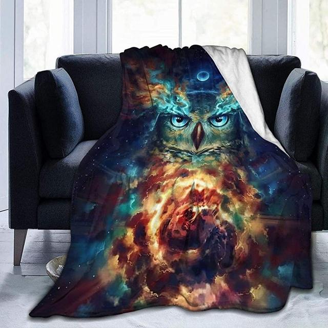 Hankcles Owl Blanket Print Comfort Soft Warm Glow Owl Throw Blanket for Kids Adults Gift for Couch Chair Sofa Living Room 50x40 Inch