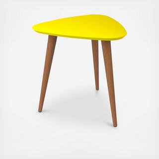 Utopia High Triangle End Table with Splayed Wooden Legs
