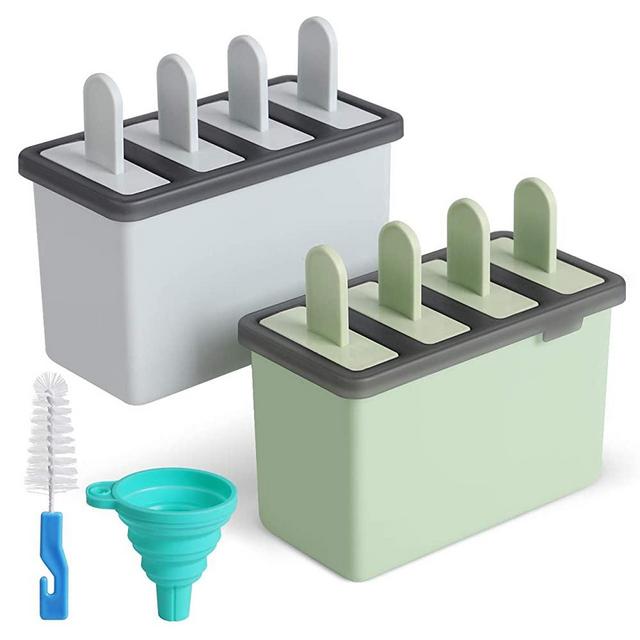 Ice Pop Molds BPA Free 12 Popsicle Molds Tray Food Grade Silicone Frozen Ice  Cream Maker 2PCS Blue&green 