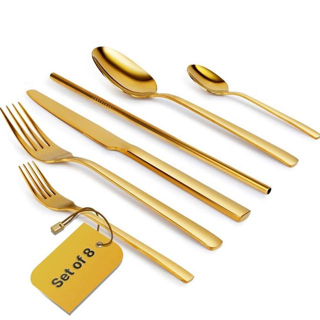 Home Haven Luxury Gold Silverware Set for 8, Heavy Duty Gold Flatware Set for 8, 18/10 Stainless Steel Cutlery Dishwasher Safe, Flatware for Special Occasions, Home & Restaurant Use (48 Pieces for 8)