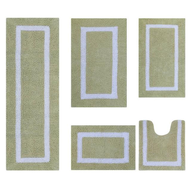 5pc Hotel Collection Bath Rug Set Sage/White - Better Trends