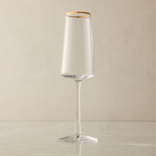 Horizon Gold Rimmed Glassware, Champagne Flute, Set of 4