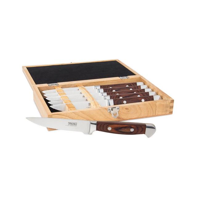 Viking 6 Piece Pakkawood Steak Knife Set with Box