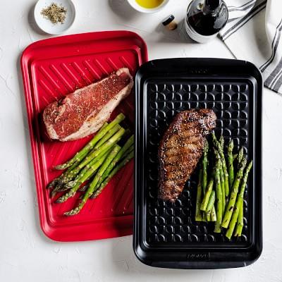 Grill Prep Trays, Set of 2, Large, Red & Black