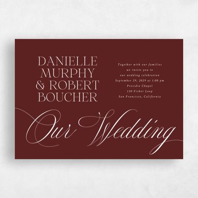 Maroon, Red Wedding Invitation - Hunter Landscape