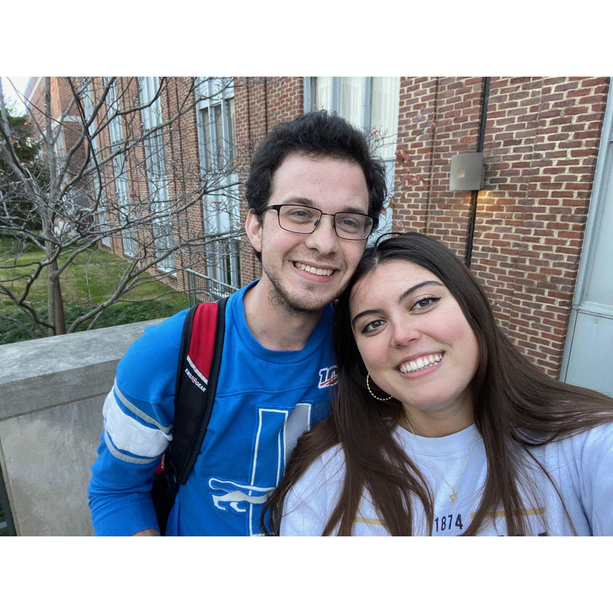 The first picture together as a couple was taken after David asked Nat to be his girlfriend on a walk around the law school. He said he needed a picture to send to his family.