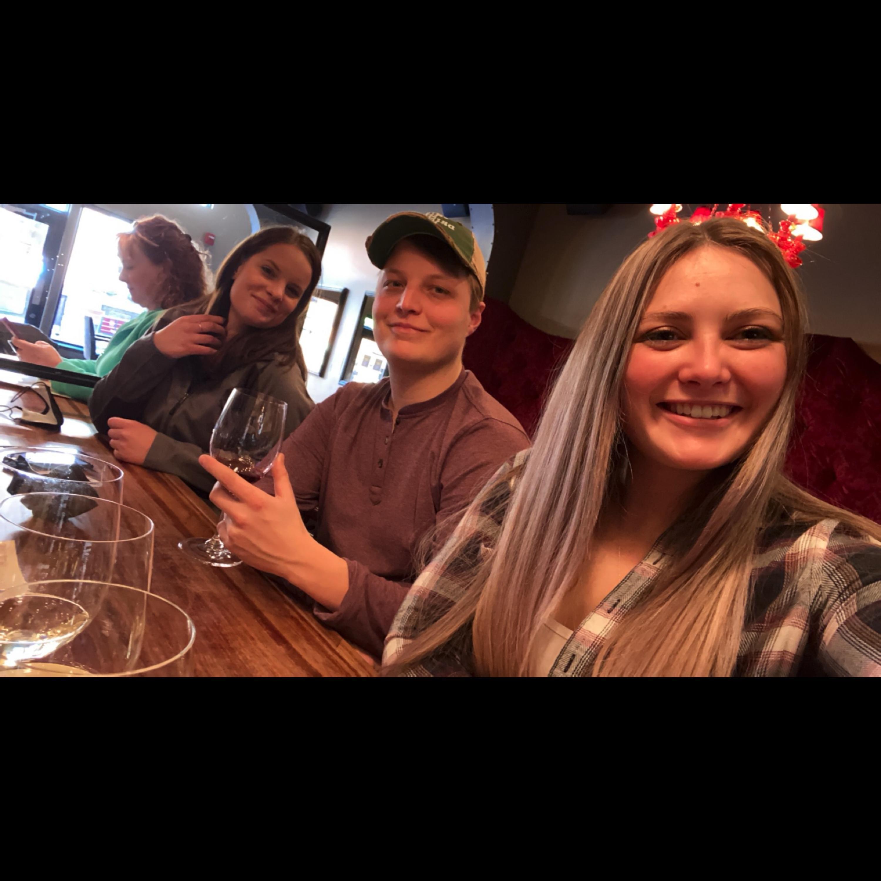 Liz, Jake & Audrey at a wine bar!