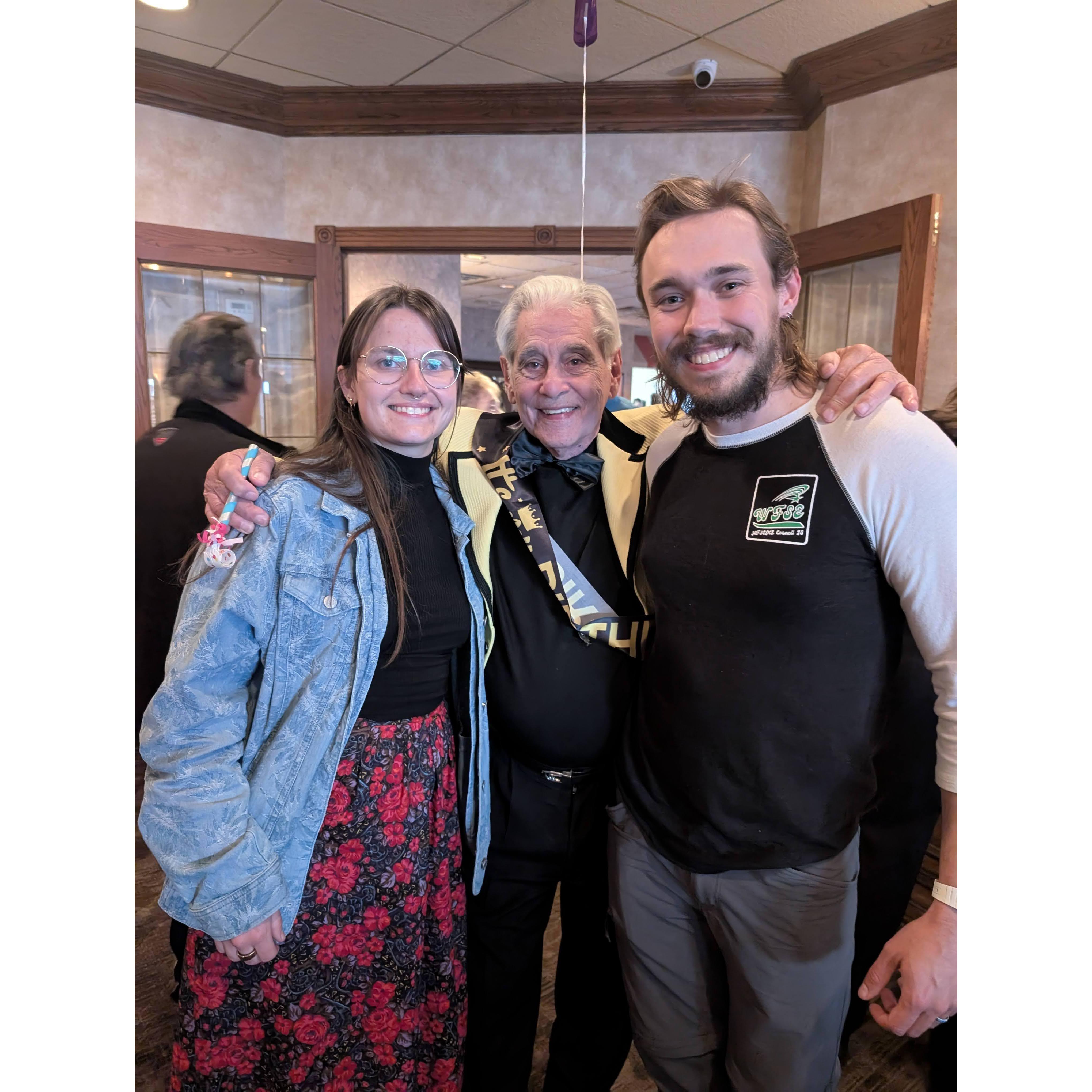 with Keith's grandpa at his 90th birthday party
