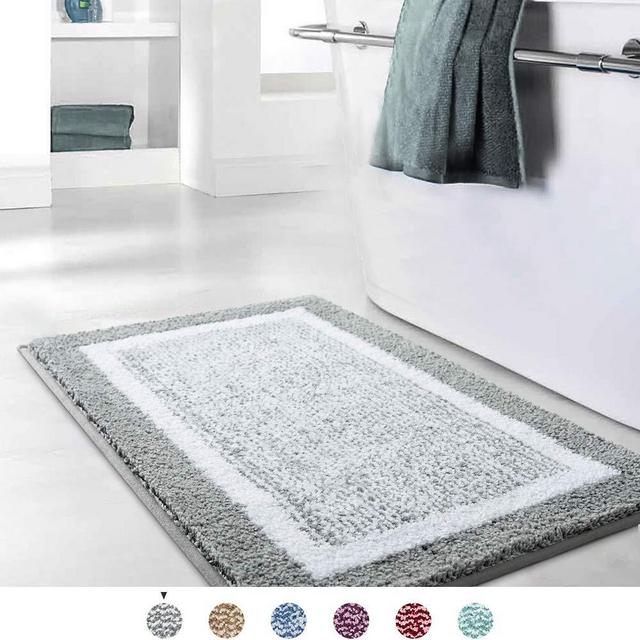 Bathroom Rug Mat, Grey Bath Rug Mat, Ultra Soft and Water Absorbent Bath Rug, Machine Wash/Dry, Plush Bath Mat for Bathroom, Living Room and Laundry Room.