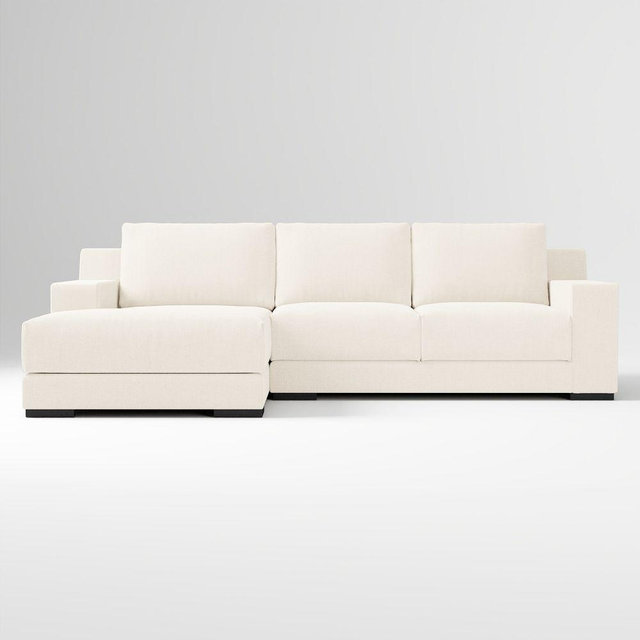 Dalton 2-Seat 2-Piece Left Chaise Sectional, Performance Basket Slub Alabaster, Black