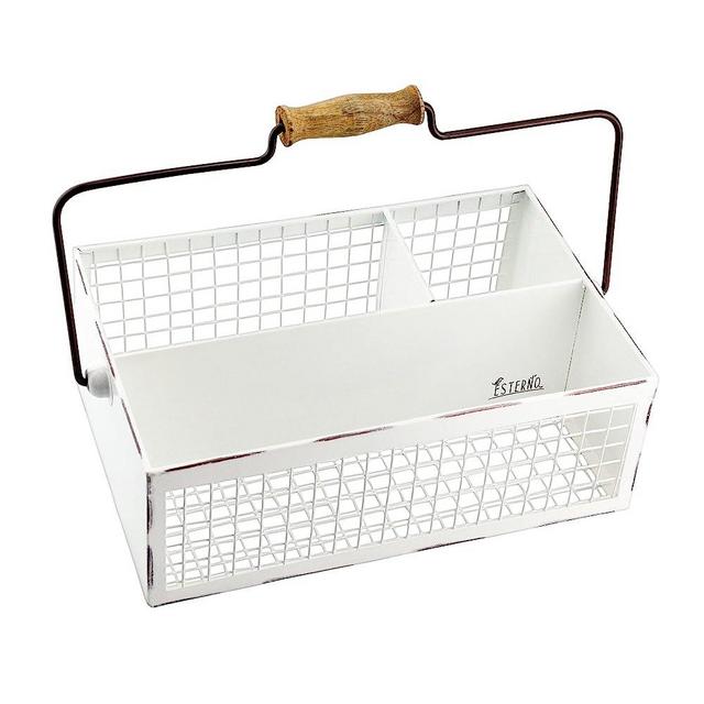 Esterno Enamelware Gardening Trug; Vintage Farmhouse Style 3-Section Garden Hod for Garden and Utility Use