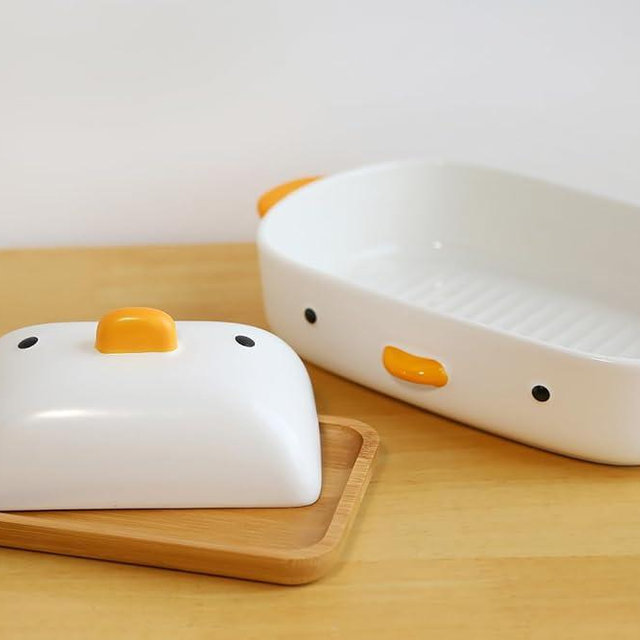 PURROOM Cute Duck Baking Dish & Butter Dish