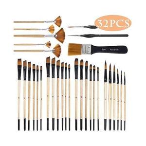 Paint Brush Set Artist Paint Brushes Kit Painting Tool Suitable For Artists And Beginners For Acrylic Painting Oil Watercolor Gouache 32 Pcs