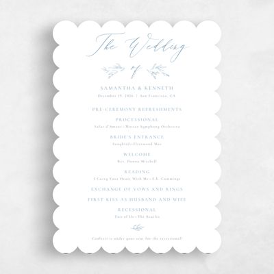 Blue Scalloped Wedding Program - Serrano