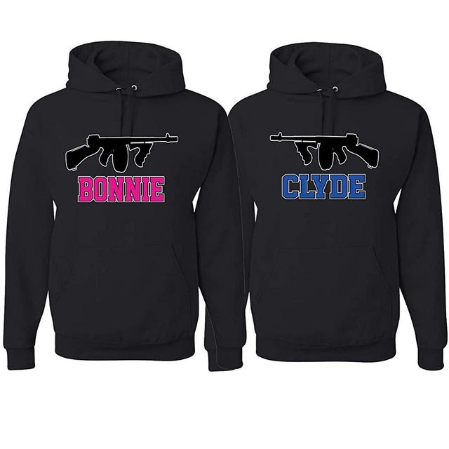 Bonnie Clyde Classic Guns Love Cute Boyfriend Girlfriend His and Hers Matching Couples Hoodie Sweatshirts Set
