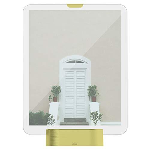 Umbra Glo, 8x10 Picture Frame, Illuminated Glass Photo Display, USB Powered with LED Lights, Matte Brass Base