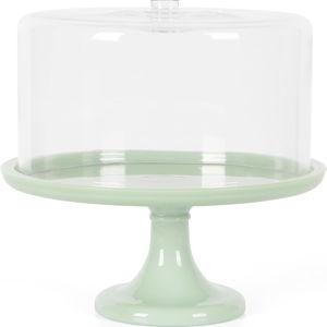 Martha Stewart Highbrook 10-Inch Jadeite Cake Stand with Glass Dome – Vintage-Style Pedestal Dessert Plate for Cakes (up to 8.5") and Pastries, Decorative Covered Serving Platter