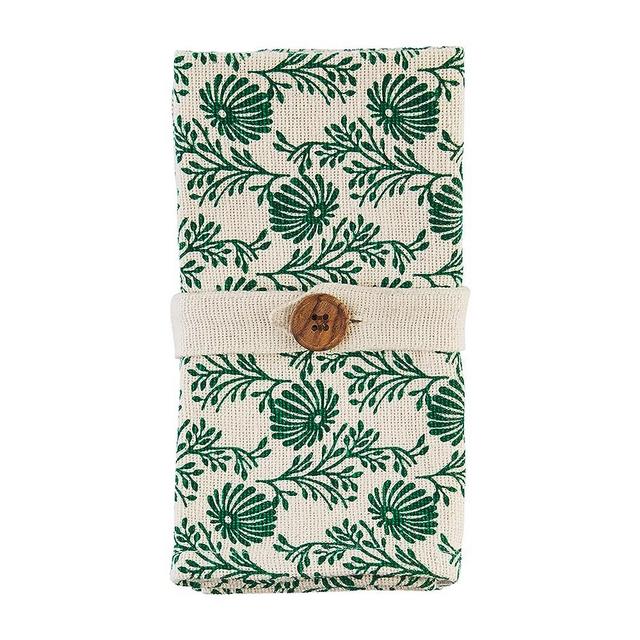 Mud Pie Floral Indigo Napkin Set, Green, 18" x 18"