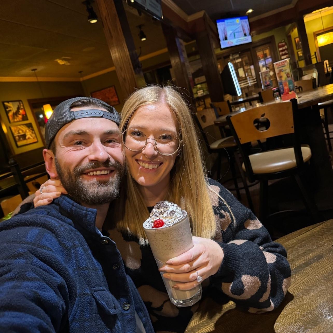 “Yeah we fancy like Applebee's on a date night
Got that Bourbon Street steak with the Oreo shake
Get some whipped cream on the top, too
Two straws, one check, girl, I got you”
Cheers to being engaged